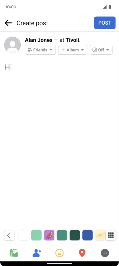 Write the required text and press POST.