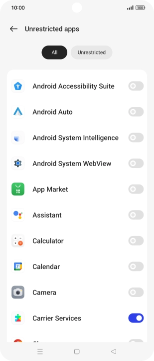 Press the indicators next to the required apps to turn the function on or off. Press the indicators next to the required apps to turn the function on or off.