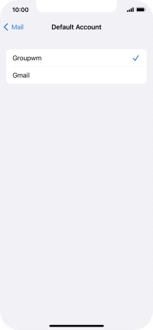 Press the required email account to select the email account as your default account. Press the required email account to select the email account as your default account.