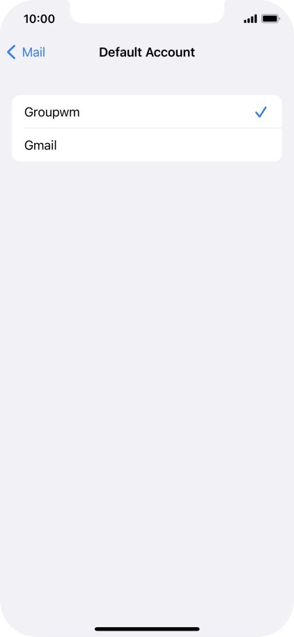 Press the required email account to select the email account as your default account. Press the required email account to select the email account as your default account.