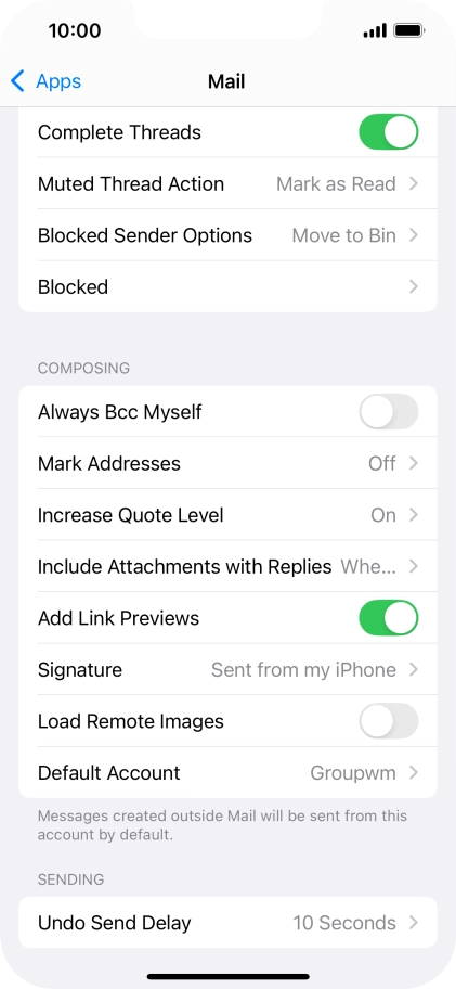 Press Default Account.