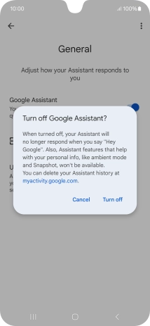 If you turn off the function, press Turn off.