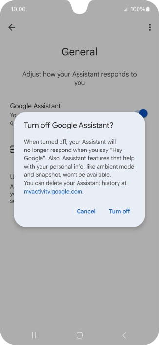 If you turn off the function, press Turn off.