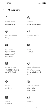 Your phone's software version is displayed below Android version.