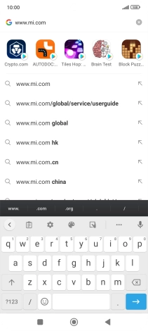 Key in the address of the required web page and press arrow right.
