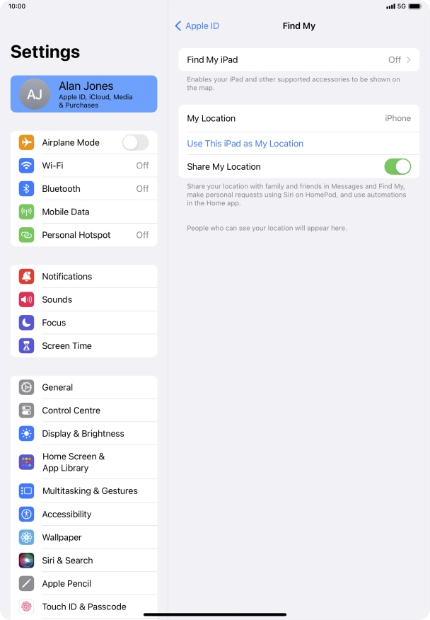 Press Find My iPad. Press Find My iPad.