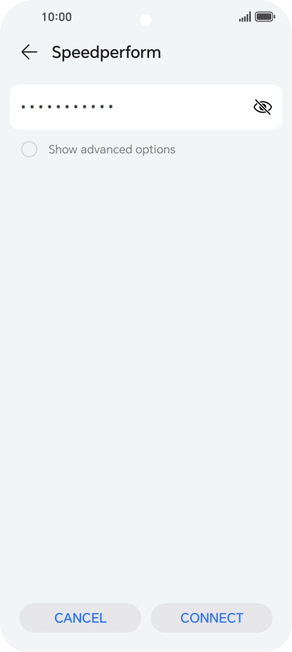 Key in the password for the Wi-Fi network and press CONNECT.