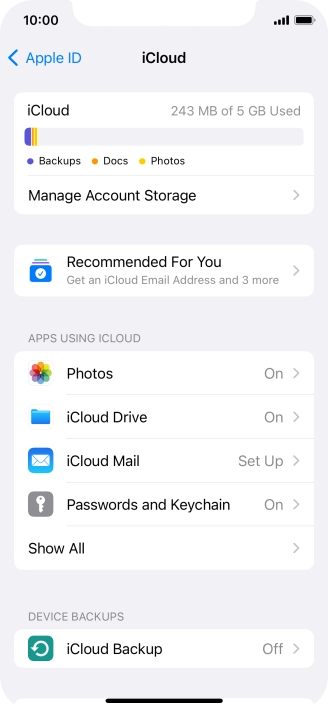 Press iCloud Drive.