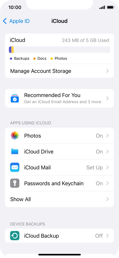 Press iCloud Drive.