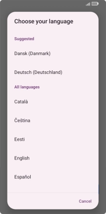 Press the required language.