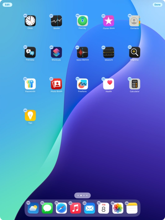 To remove an application from Dock, press and hold the required application and drag it upwards from Dock.