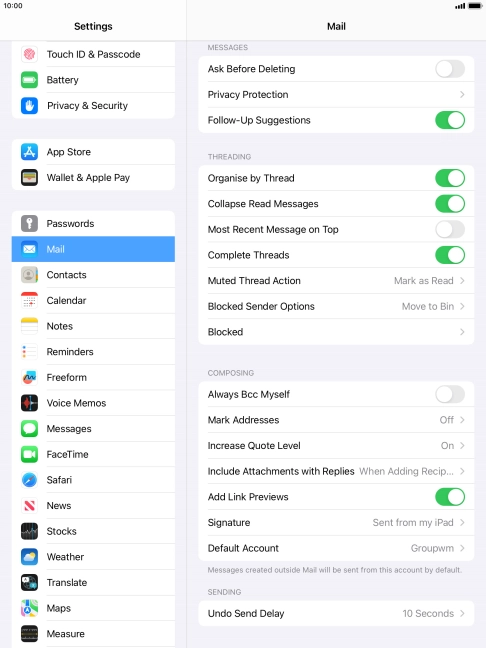 Press Default Account.