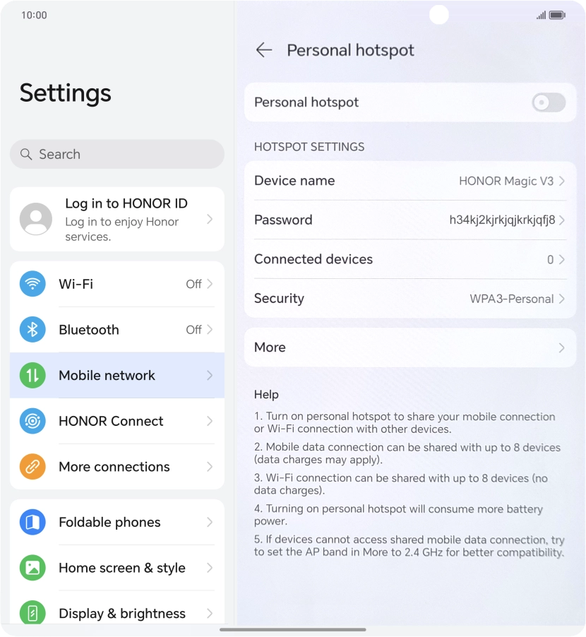 Press Password and key in the required password.