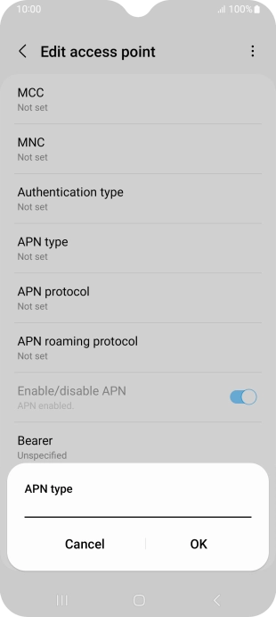 Key in default and press OK. Key in default and press OK.