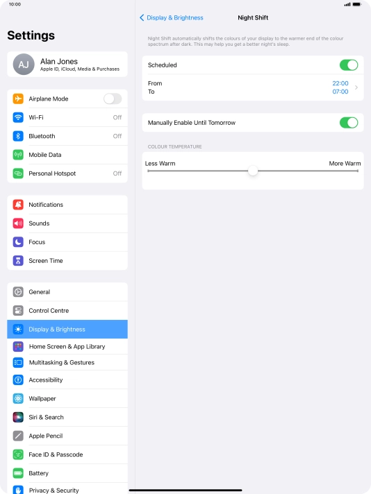 Press and drag the indicator below 