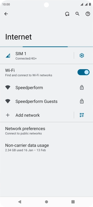 Press the required Wi-Fi network.