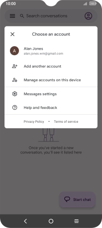 Press Message settings.