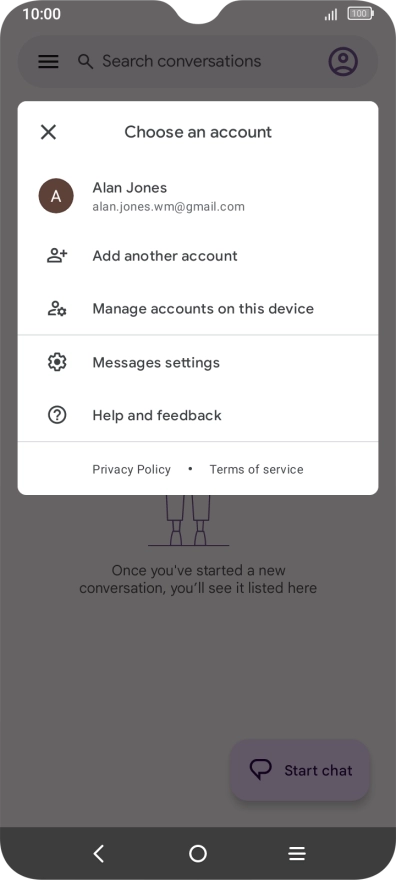 Press Message settings.