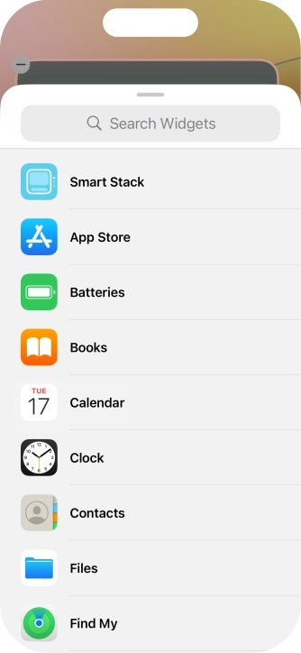 Press the required widget. Press the required widget.