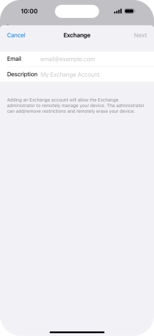 Press Email and key in your email address.