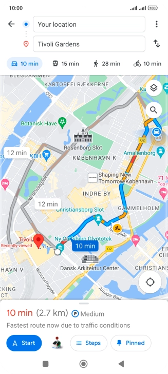 Press the required mode of transportation.