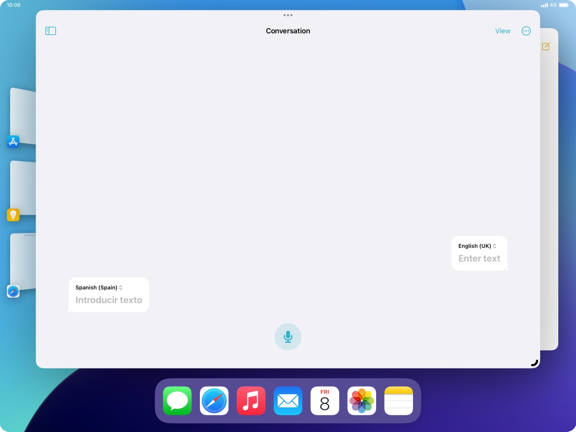 Press the required application in Dock and drag it to the required location on the screen. Press the required application in Dock and drag it to the required location on the screen.