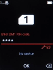 If your SIM is locked, key in your PIN and press the Navigation key.