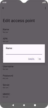 Key in Vodafone Internet and press OK.
