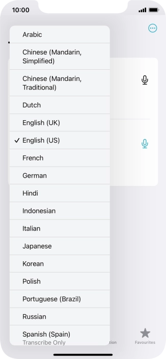 Press the required source language.