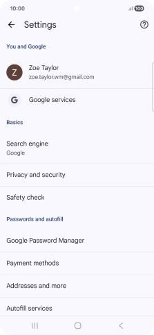 Press Privacy and security.