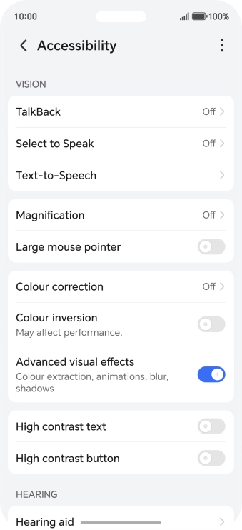 Press the required setting below 