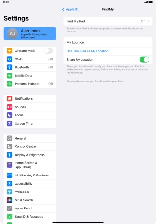 Press Find My iPad. Press Find My iPad.