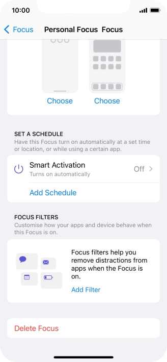 Press the required setting below 