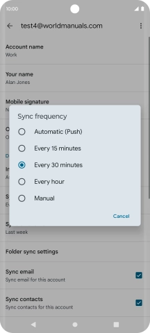 Press the required setting.