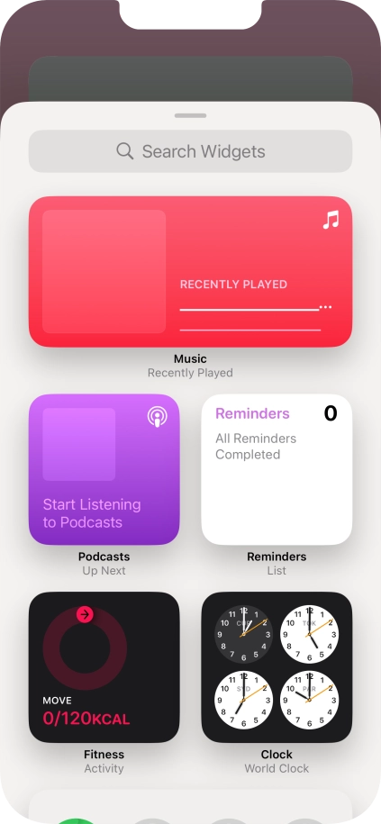 Press the required widget.