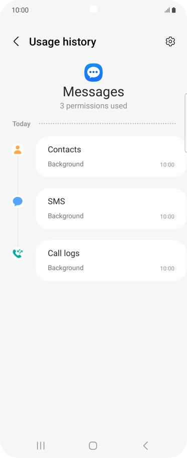 The app activity for the selected app is displayed.