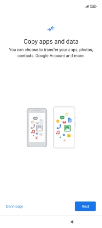 You can transfer the contents of another phone to your phone when it's activated for the first time and after a factory reset. When this screen is displayed, your phone is ready to transfer contents from another phone.
