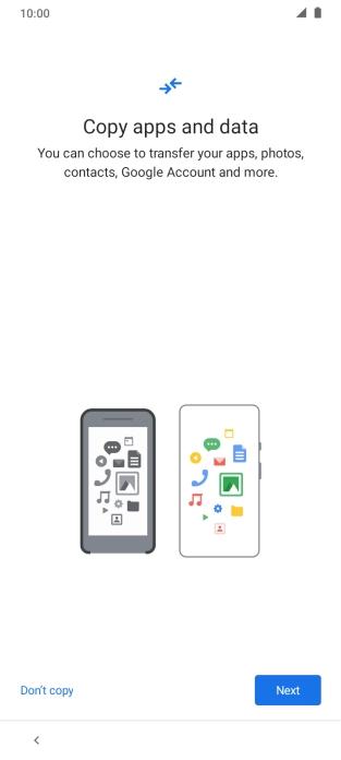 You can transfer the contents of another phone to your phone when it's activated for the first time and after a factory reset. When this screen is displayed, your phone is ready to transfer contents from another phone.