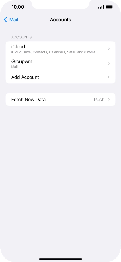 Press the name of the email account you've just set up. Press the name of the email account you've just set up.