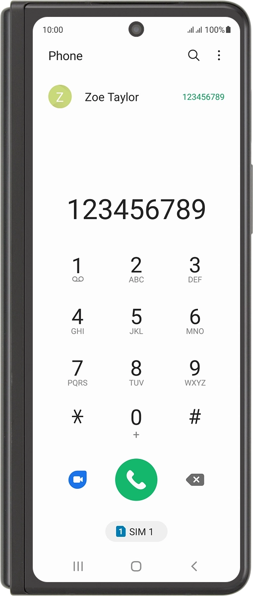 Key in the required number and press the SIM icon to select SIM.
