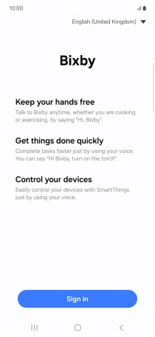 Press Sign in and follow the instructions on the screen to log on to your Samsung account.
