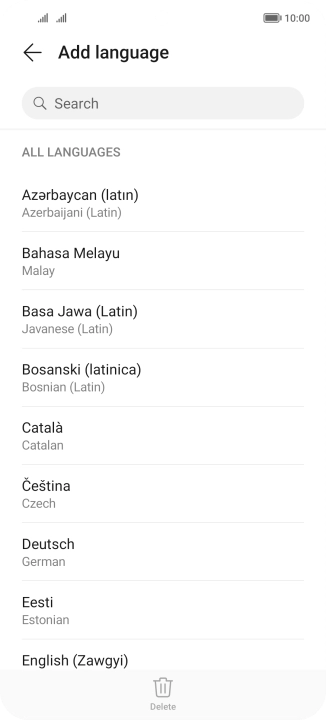 Press the required language.