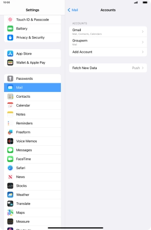 Press the name of the email account you've just set up.