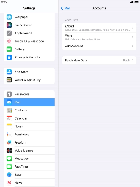 Press the name of the Exchange email account you've just set up. Press the name of the Exchange email account you've just set up.