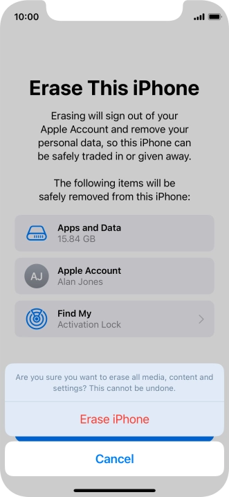 Press Erase iPhone. Press Erase iPhone.
