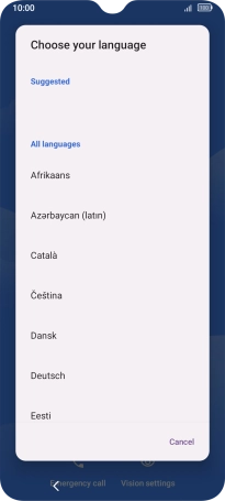 Press the required language.