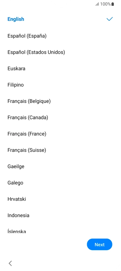Press the required language. Press the required language.