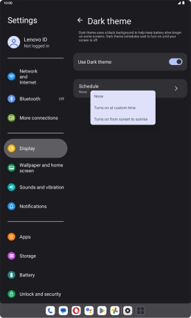 Press the required setting.