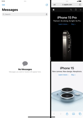 The applications are now displayed on a split screen. The applications are now displayed on a split screen.