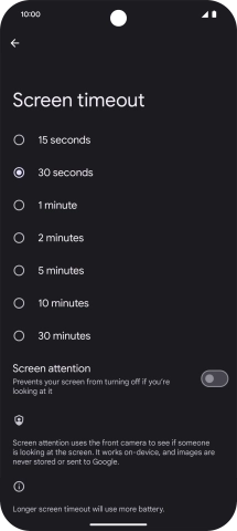 Press the required setting.